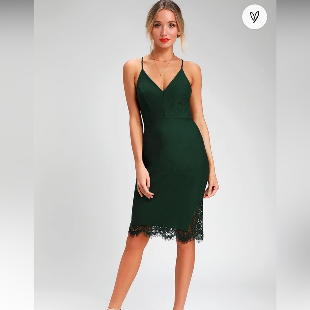 Lulu’s Emerald Green Lace Cocktail Dress